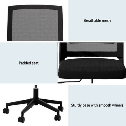 Artiss Mesh Office Chair Mid Back Black