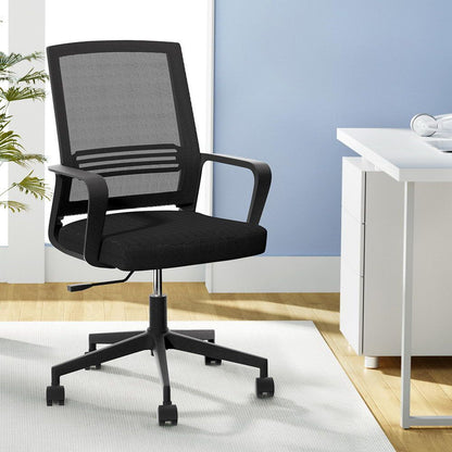 Artiss Mesh Office Chair Mid Back Black