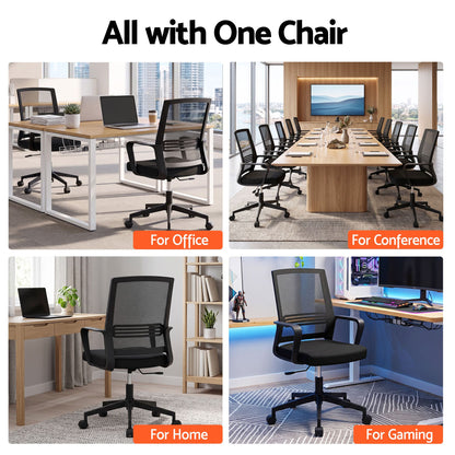 Artiss Mesh Office Chair Computer Gaming Desk Chairs Work Study Mid Back Black