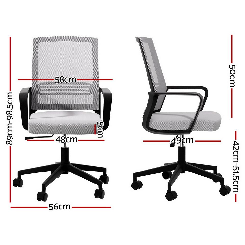 Artiss Mesh Office Chair Mid Back Grey