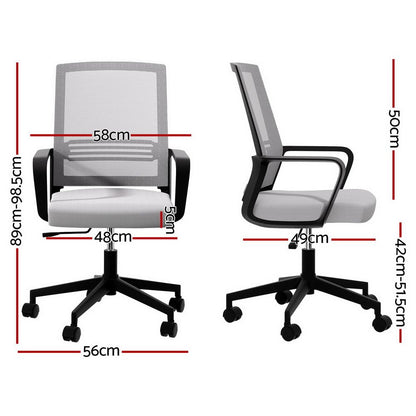 Artiss Mesh Office Chair Mid Back Grey