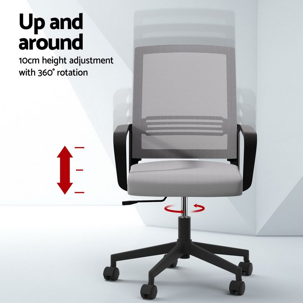 Artiss Mesh Office Chair Mid Back Grey
