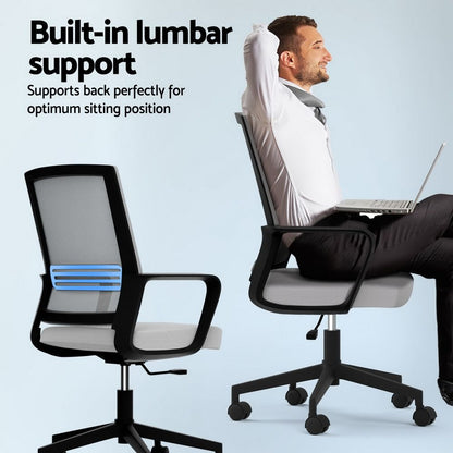 Artiss Mesh Office Chair Mid Back Grey