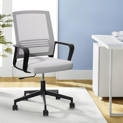 Artiss Mesh Office Chair Mid Back Grey