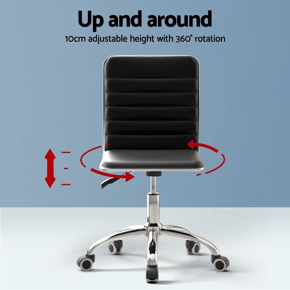 Artiss Office Chair Conference Chairs PU Leather Low Back Black