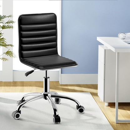 Artiss Office Chair Conference Chairs PU Leather Low Back Black