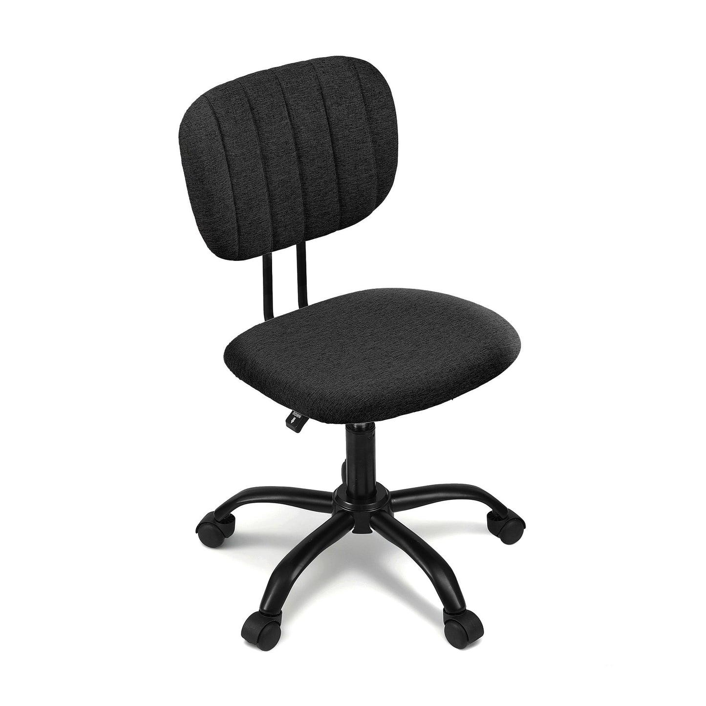 Artiss Armless Office Chair with Wheels, Ergonomic 360° Swivel Home Office Desk Chair, Height Adjustable Computer Task Chair with Fabric Back and Seat for Small Space, Black