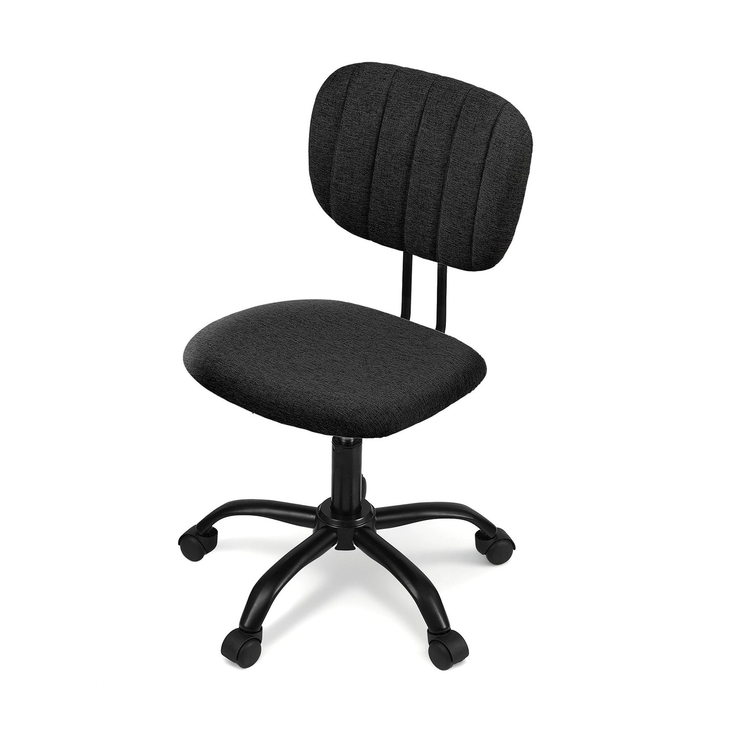Artiss Armless Office Chair with Wheels, Ergonomic 360° Swivel Home Office Desk Chair, Height Adjustable Computer Task Chair with Fabric Back and Seat for Small Space, Black
