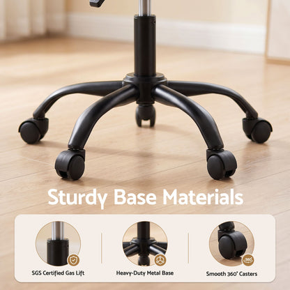 Artiss Armless Office Chair with Wheels, Ergonomic 360° Swivel Home Office Desk Chair, Height Adjustable Computer Task Chair with Fabric Back and Seat for Small Space, Black
