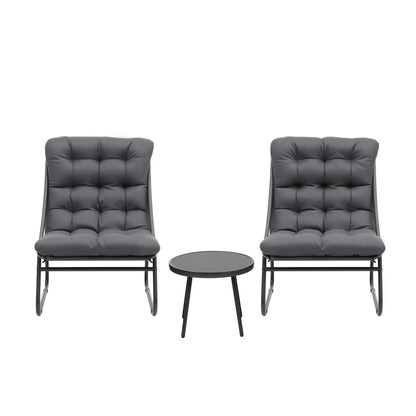 Gardeon 3PC Outdoor Bistro Set Patio Furniture Table and Chairs Steel Dining Chair