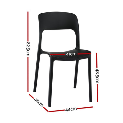 Gardeon 4PC Outdoor Dining Chairs Stackable PP Patio Chair Garden Furniture Black