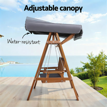 Gardeon Swing Chair Wooden Garden Bench Canopy 2 Seater Outdoor Furniture