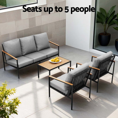 Gardeon 5 Seater Outdoor Sofa Set 4PCS Table Chair Garden Bench Patio Furniture