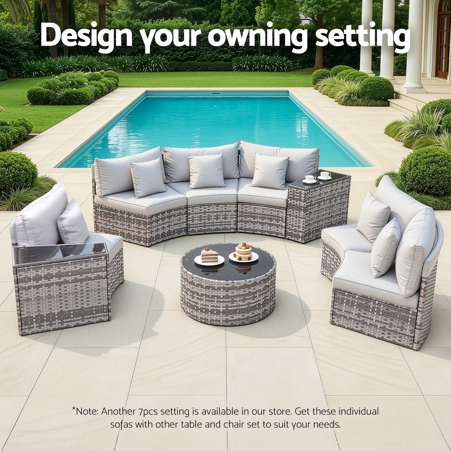 Gardeon 2 PCS Outdoor Sofa Set Rattan Modular Chair Garden Patio Furniture Grey