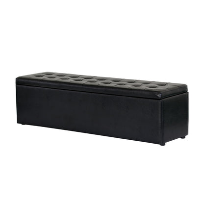 Artiss Storage Ottoman Blanket Box 140cm Leather Black