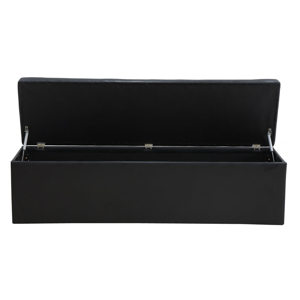 Artiss Storage Ottoman Blanket Box 140cm Leather Black