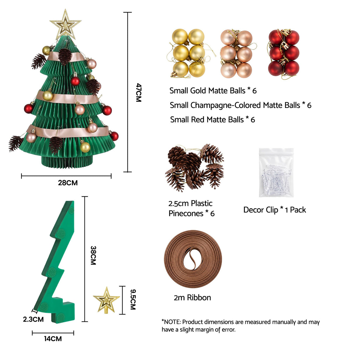 Jingle Jollys Folding Christmas Tree 47CM Xmas Table Decorations Green DIY Kit