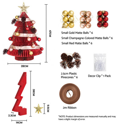 Jingle Jollys Folding Christmas Tree 47CM Xmas Table Decorations Red