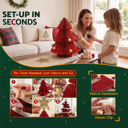 Jingle Jollys Folding Christmas Tree 47CM Xmas Table Decorations Red