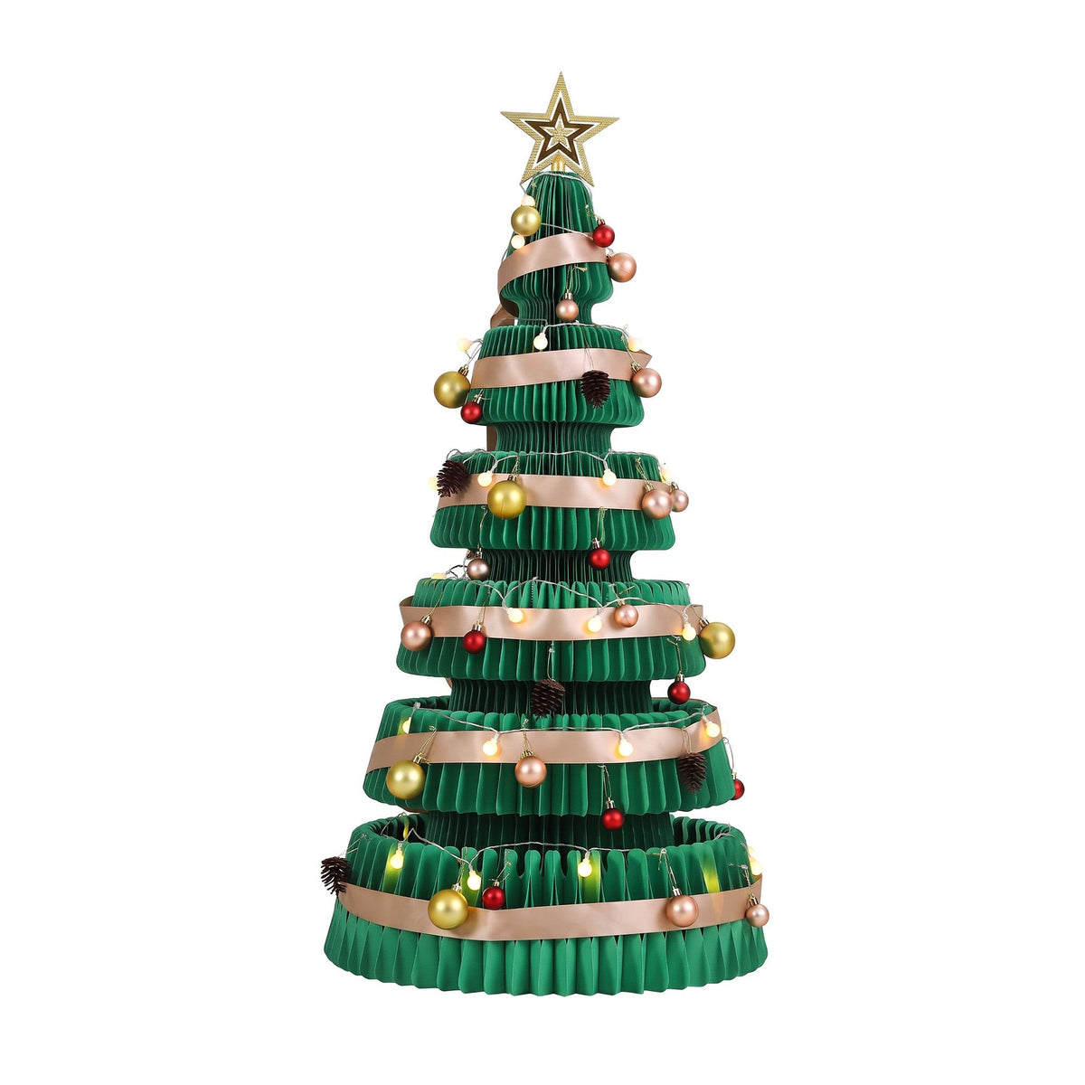 Jingle Jollys 111cm Christmas Tree Decoration with Lights Foldable Paper Tree