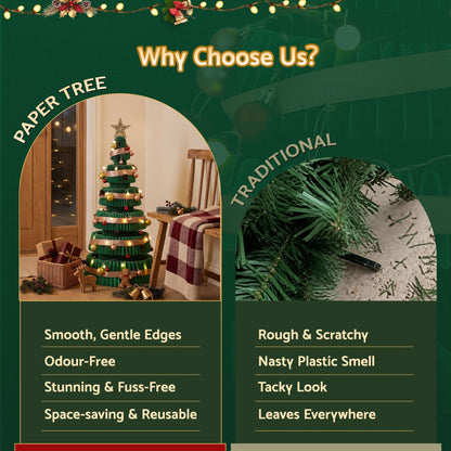 Jingle Jollys 111cm Christmas Tree Decoration with Lights Foldable Paper Tree