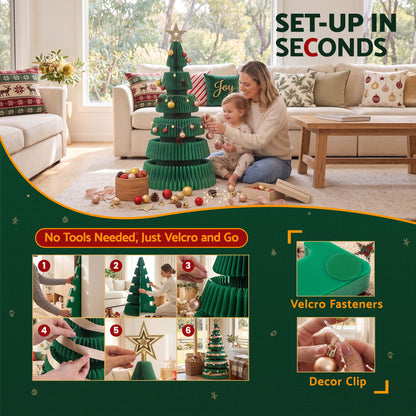 Jingle Jollys 111cm Christmas Tree Decoration with Lights Foldable Paper Tree