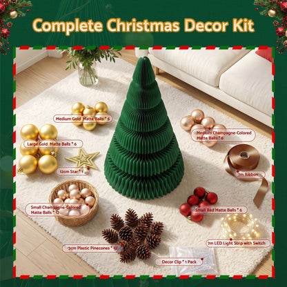 Jingle Jollys 111cm Christmas Tree Decoration with Lights Foldable Paper Tree