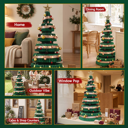 Jingle Jollys 111cm Christmas Tree Decoration with Lights Foldable Paper Tree