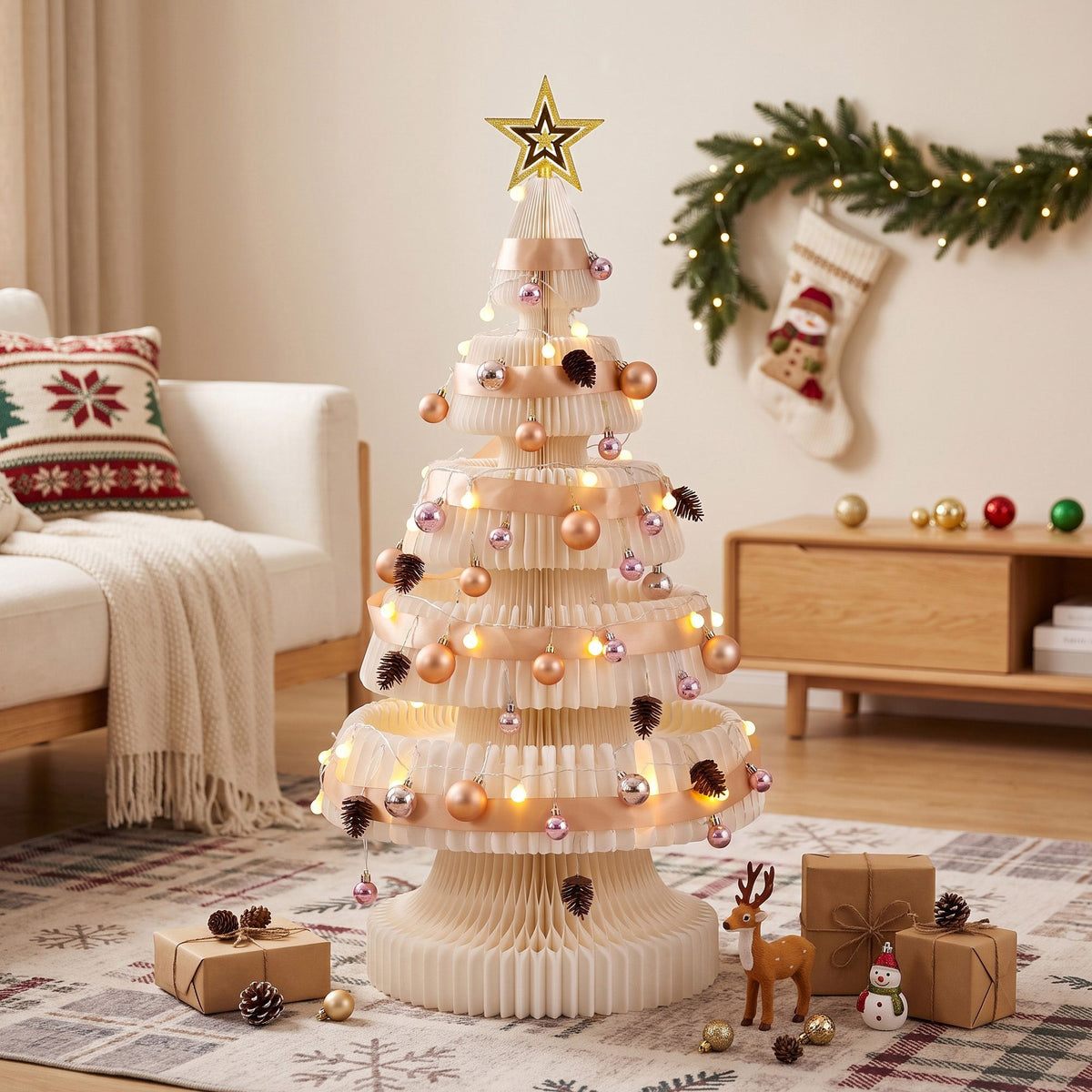 Jingle Jollys Prelit Christmas Tree Decorations 114CM Foldable Quick Setup White