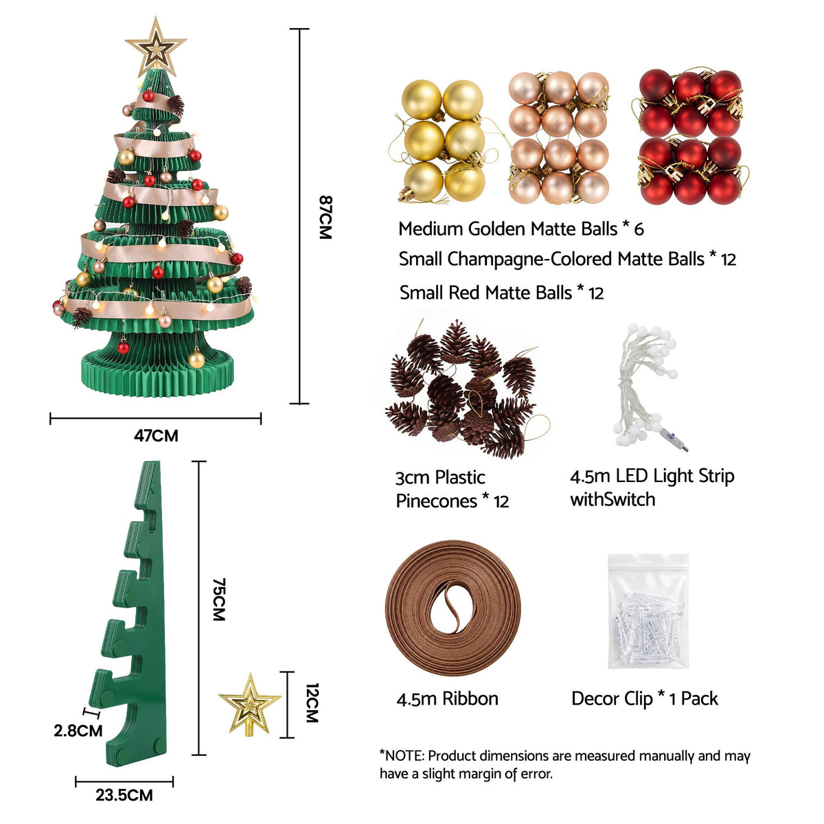 Jingle Jollys 87cm Foldable Christmas Tree With Lights Pop Up Xmas Tree Decorations