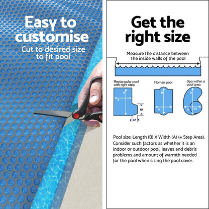 Aqua Buddy Pool Cover 600 Micron 11x4.8m Swimming Pool Solar Blanket Blue Black
