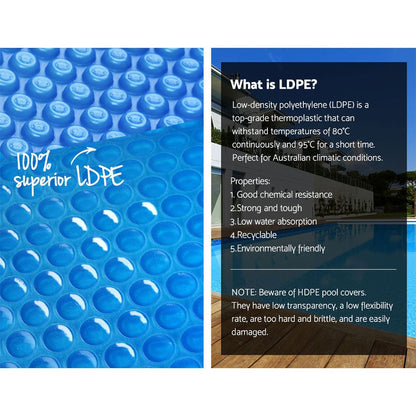 Aquabuddy Pool Cover 8x4.2m 400 Micron Silver Swimming Pool Solar Blanket 5.5m Blue Roller