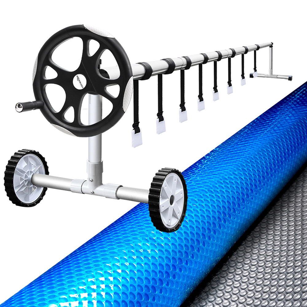Aquabuddy Pool Cover 500 Micron 9.5x5mSilver Swimming Pool Solar Blanket 5.5m Roller