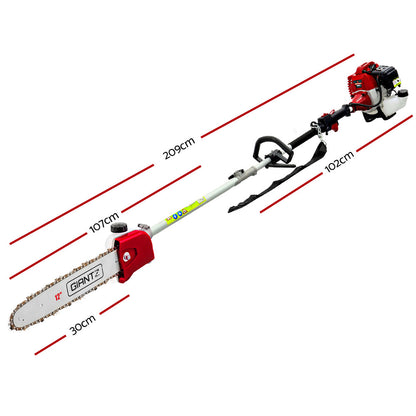 Giantz Pole Chainsaw 2 Stroke Petrol Tree Pruner Long Reach Saw 12 Inch Bar 9 In 1