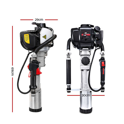 Giantz Petrol Post Driver 38CC 4-Stroke Rammer Pile Star Picket Fence Hole Black