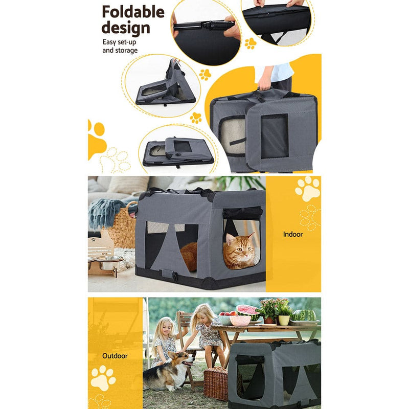 i.Pet Pet Carrier Soft Crate Dog Cat Travel 82x58CM Portable Foldable Car XL