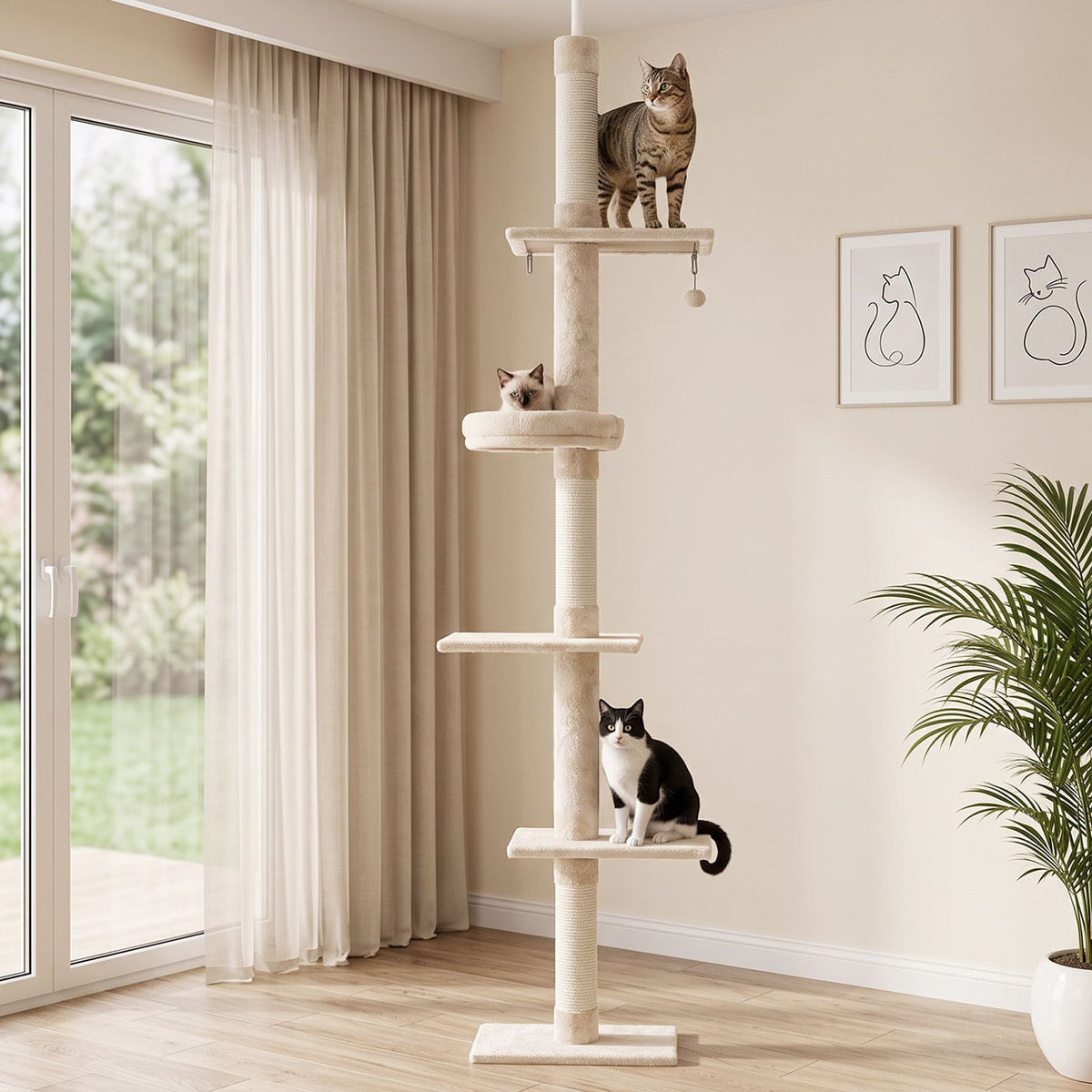i.Pet Cat Tree 290cm Tower Scratching Cats Post Scratcher Floor to Ceiling Bed