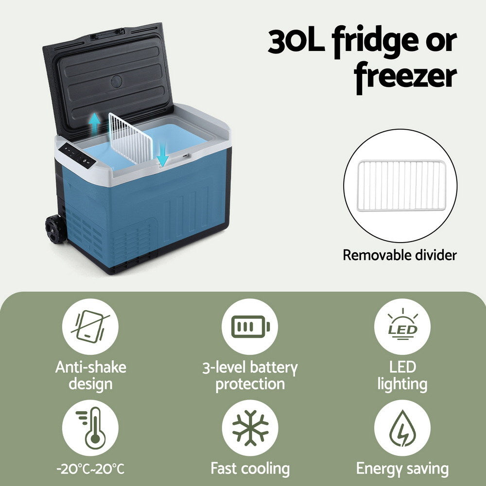 Portable Fridge 30L Bar Fridges Camping Freezer 12V/24V/240V