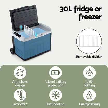 Portable Fridge 30L Bar Fridges Camping Freezer 12V/24V/240V