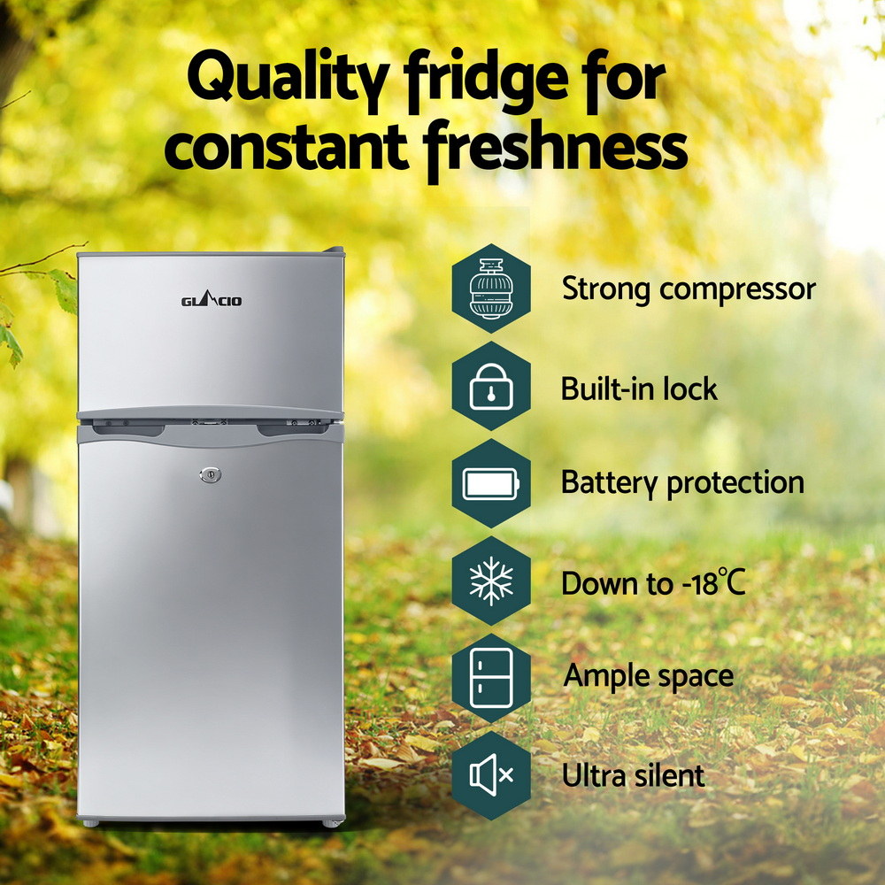 Glacio 100L Portable Fridge Freezer Bar Upright 12V/24V/240V Camping Caravan