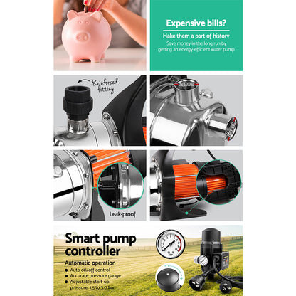 Giantz Garden Water Pump High Pressure 800W Max. Tank Rain Farm Irrigation House Black