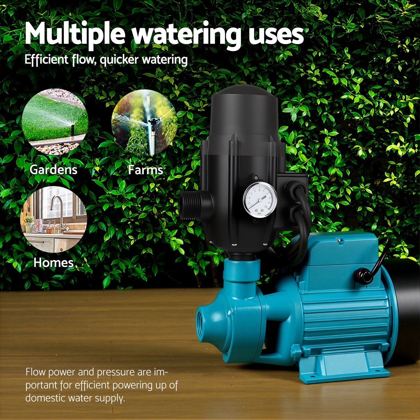 Giantz Peripheral Water Pump Garden Boiler Car Wash Auto Irrigation QB80 Black