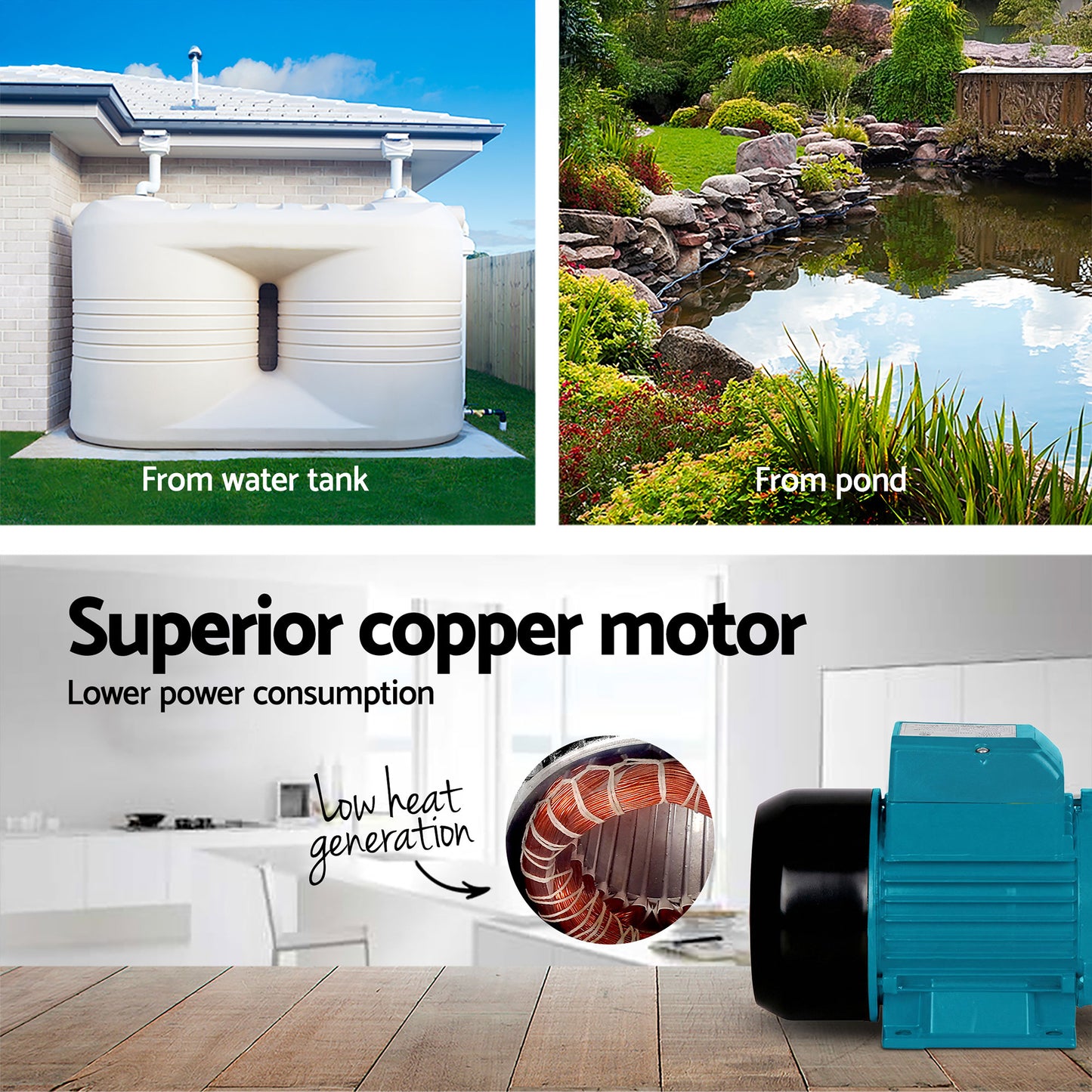 Giantz Peripheral Water Pump Garden Boiler Car Wash Auto Irrigation QB80 Black