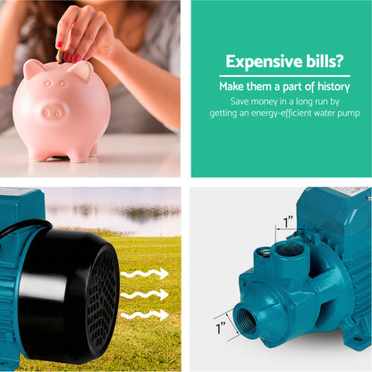 Giantz Peripheral Water Pump Garden Boiler Car Wash Auto Irrigation QB80 Black