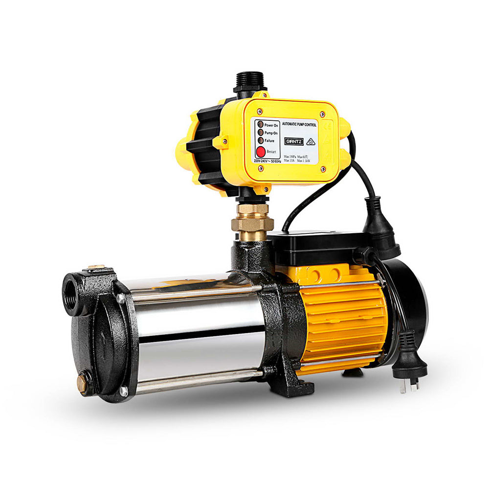 Giantz 2000W Max 4-Stage Garden Water Pump High Pressure Irrigation Booster Pump, Automatic Multi-Stage External Sprinkler Pump for Rainwater Tank Transfer, Home Farm Lawn, Yellow