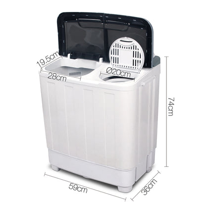 Devanti Portable Washing Machine Twin Tub 4.6KG White