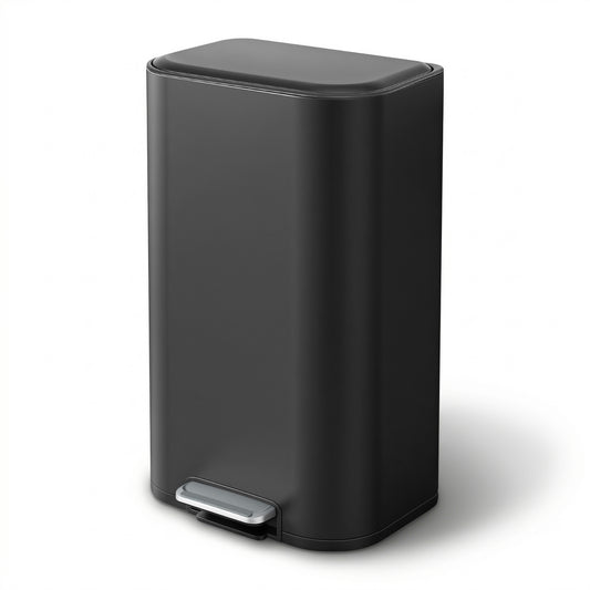 Cefito Kitchen Trash Can 40L Pedal Bins Rubbish Bin Steel with Soft Close Lid, Removable Inner Bucket, Rectangular Garbage Can Recycling Bin, Black