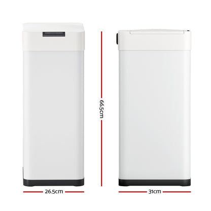 Devanti 50L Sensor Bin Motion Rubbish Bins Kitchen Automatic Trash Can White