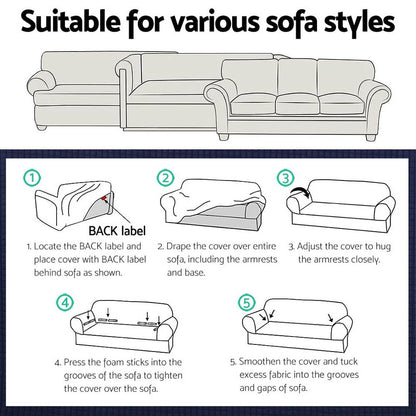 Artiss Sofa Cover Couch Covers 3 Seater High Stretch Grey