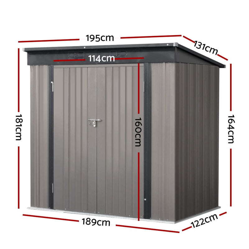 Giantz Garden Shed 1.95x1.31M Sheds Outdoor Storage Steel Workshop House Tool Double Door